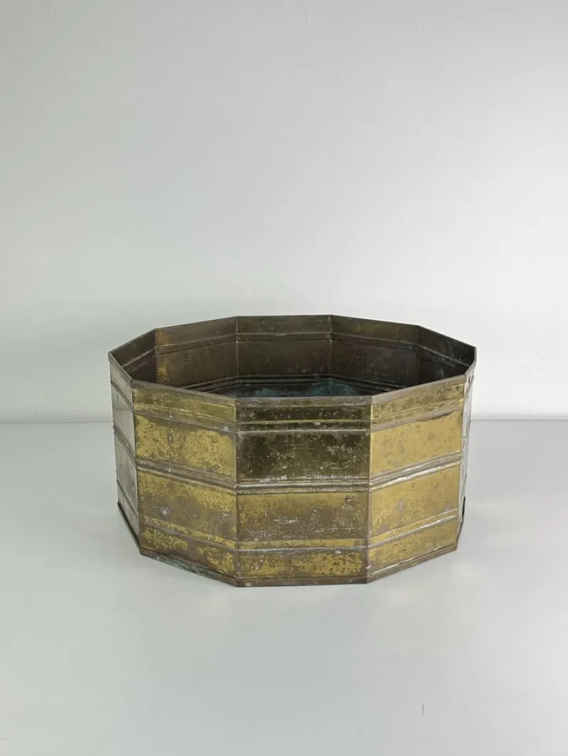 Pamono Large Italian Brass Planter, 1960s> Planters And Jardiniere