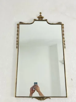 Online Pamono Large Italian Brass Wall Mirror, 1957