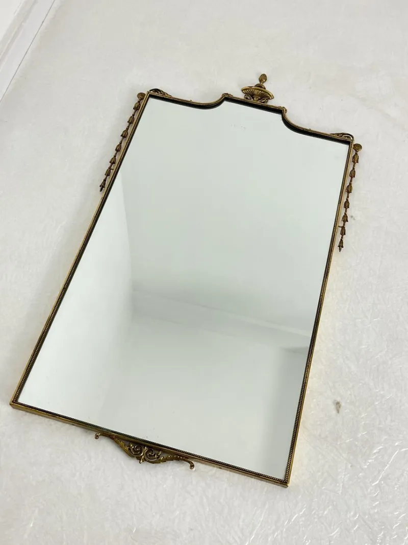 Online Pamono Large Italian Brass Wall Mirror, 1957