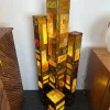 Pamono Large Italian Hammered Glass and Gilt Wrought Iron Floor Lamp from Longobard, 1970s> Floor Lamps