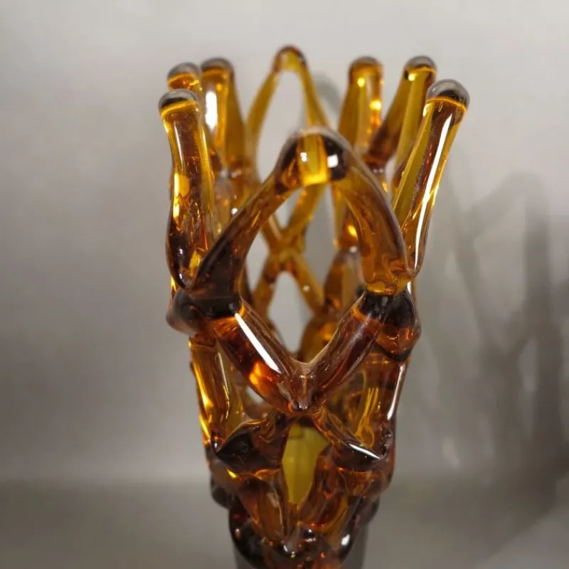 Pamono Large Italian Murano Glass Bowl with Grid Pattern from Made Murano Glass, 1950s> Bowls