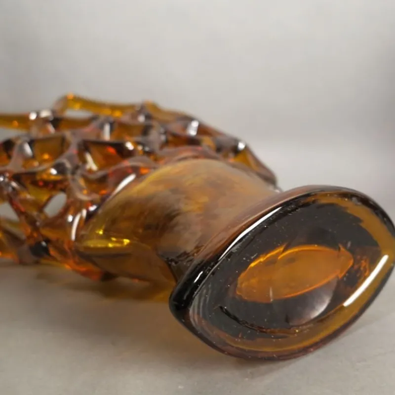 Pamono Large Italian Murano Glass Bowl with Grid Pattern from Made Murano Glass, 1950s> Bowls