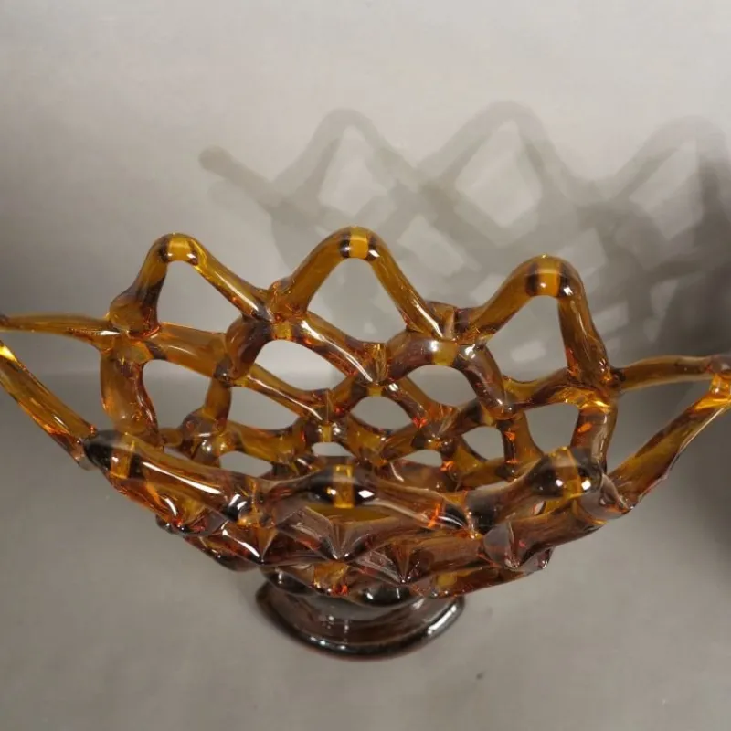 Pamono Large Italian Murano Glass Bowl with Grid Pattern from Made Murano Glass, 1950s> Bowls