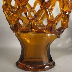 Pamono Large Italian Murano Glass Bowl with Grid Pattern from Made Murano Glass, 1950s><noscript><img width=