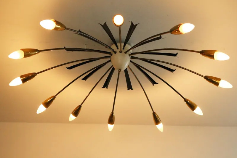 Clearance Pamono Large Italian Sputnik Ceiling Light from Stilnovo, 1950s