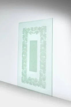 Pamono Large Italian Stained Glass Window in Etched Glass, 1950s> Room Dividers & Screens