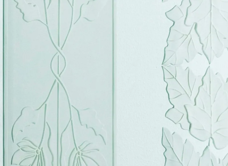 Pamono Large Italian Stained Glass Window in Etched Glass, 1950s> Room Dividers & Screens