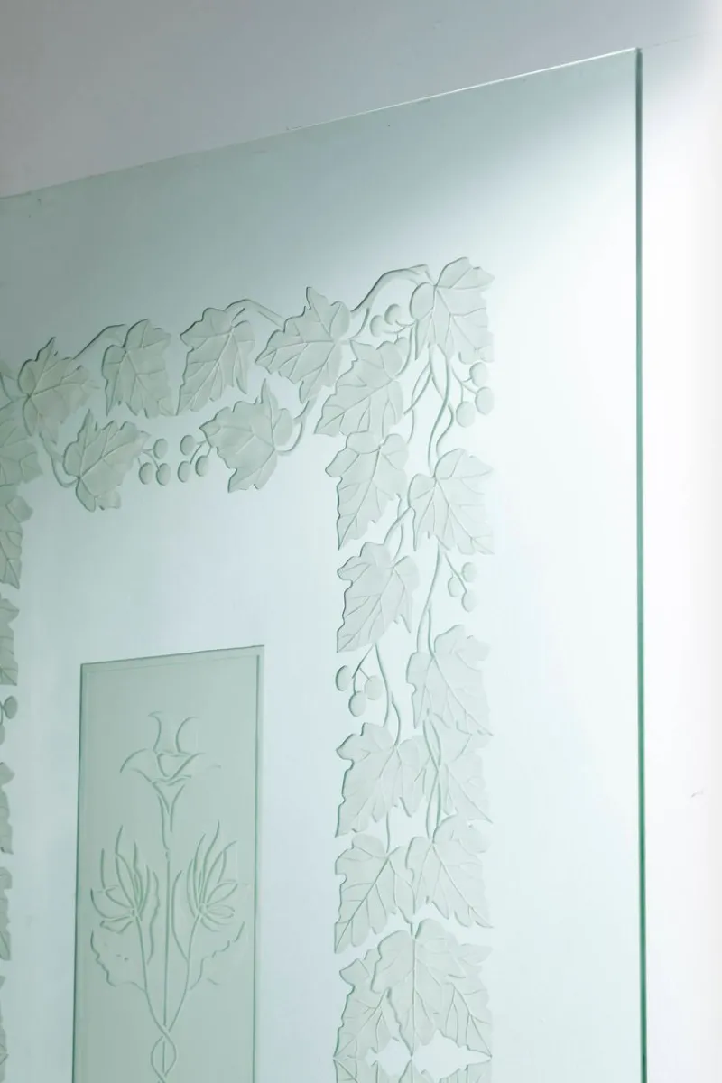 Pamono Large Italian Stained Glass Window in Etched Glass, 1950s> Room Dividers & Screens