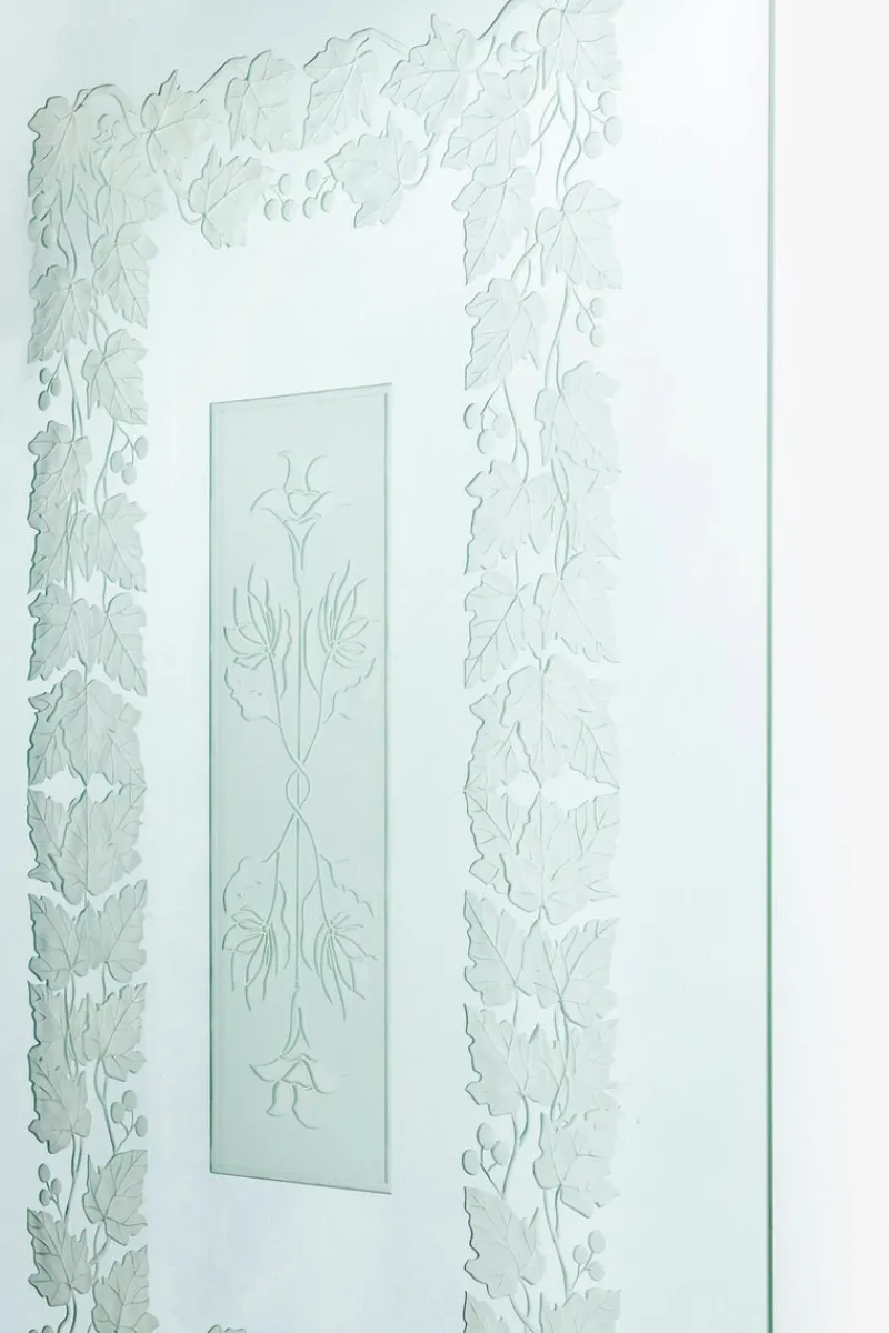 Pamono Large Italian Stained Glass Window in Etched Glass, 1950s> Room Dividers & Screens