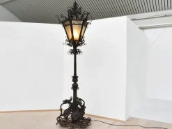 Sale Pamono Large Italian Wrought Iron Outdoor Lamppost from Mazzucotelli, Italy, 1910s