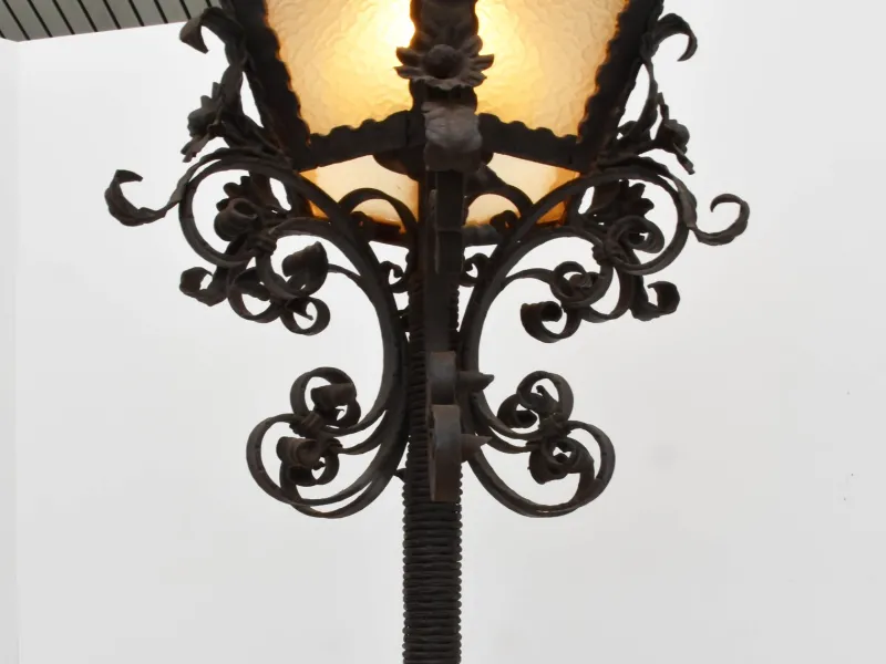 Sale Pamono Large Italian Wrought Iron Outdoor Lamppost from Mazzucotelli, Italy, 1910s
