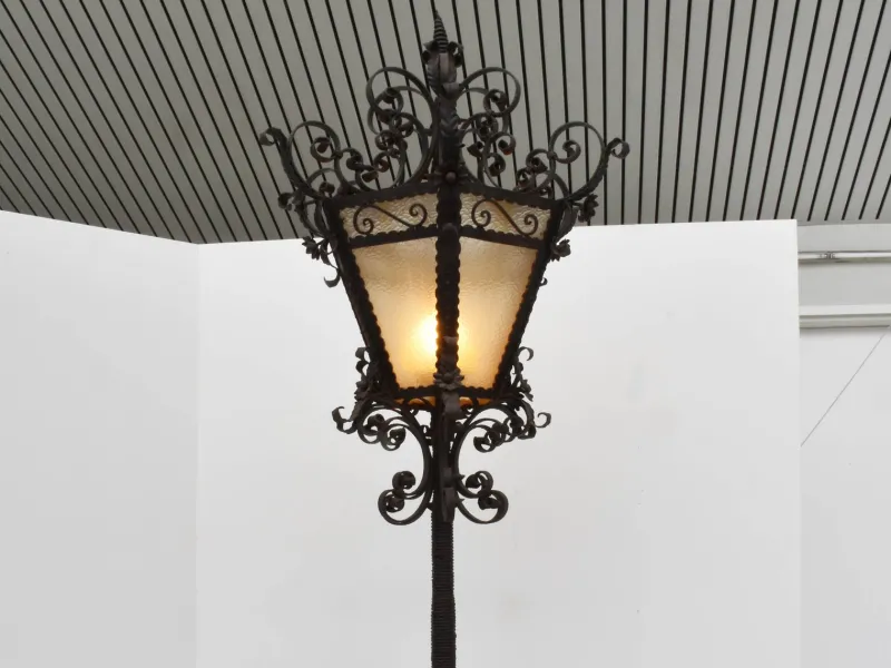 Sale Pamono Large Italian Wrought Iron Outdoor Lamppost from Mazzucotelli, Italy, 1910s