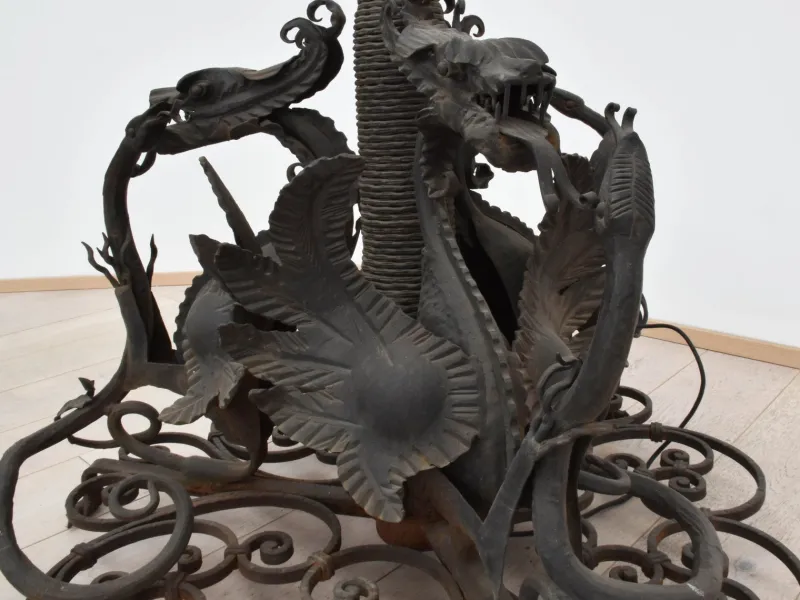 Sale Pamono Large Italian Wrought Iron Outdoor Lamppost from Mazzucotelli, Italy, 1910s