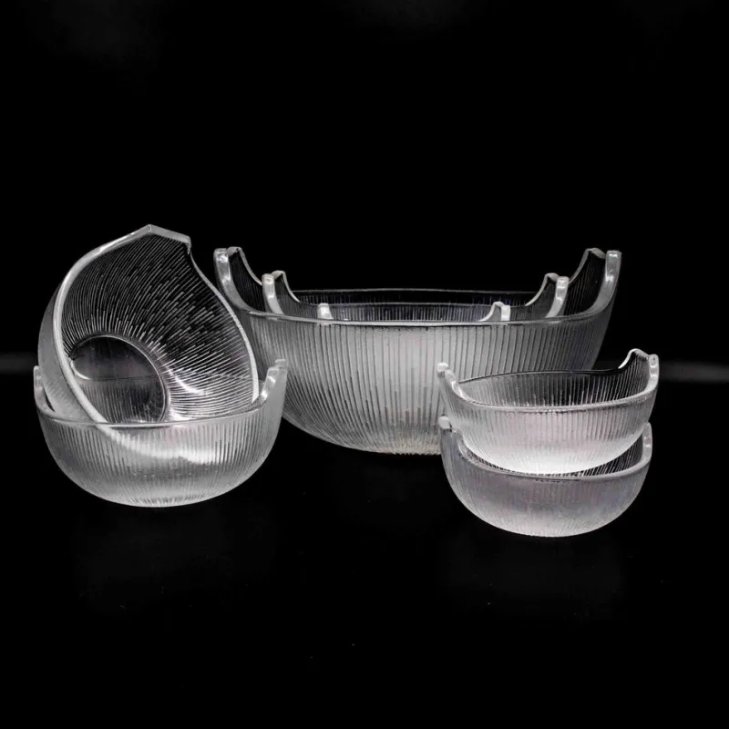 Pamono Large Japanese Bowls by Hoya Crystal, 1960s, Set of 8> Serving Dishes