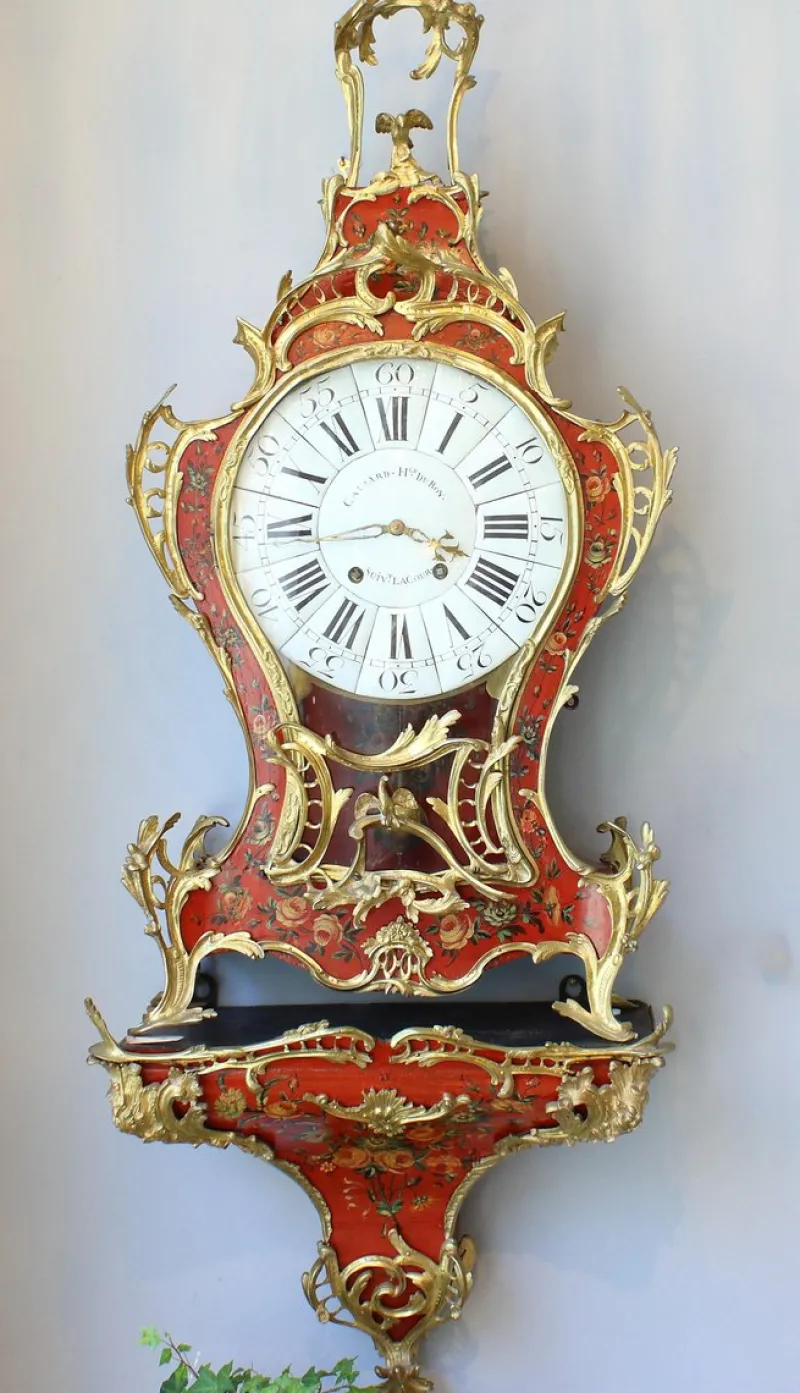 Clearance Pamono Large Louis XV Cartel Clock & Wall Console, France, 1750s, Set of 2