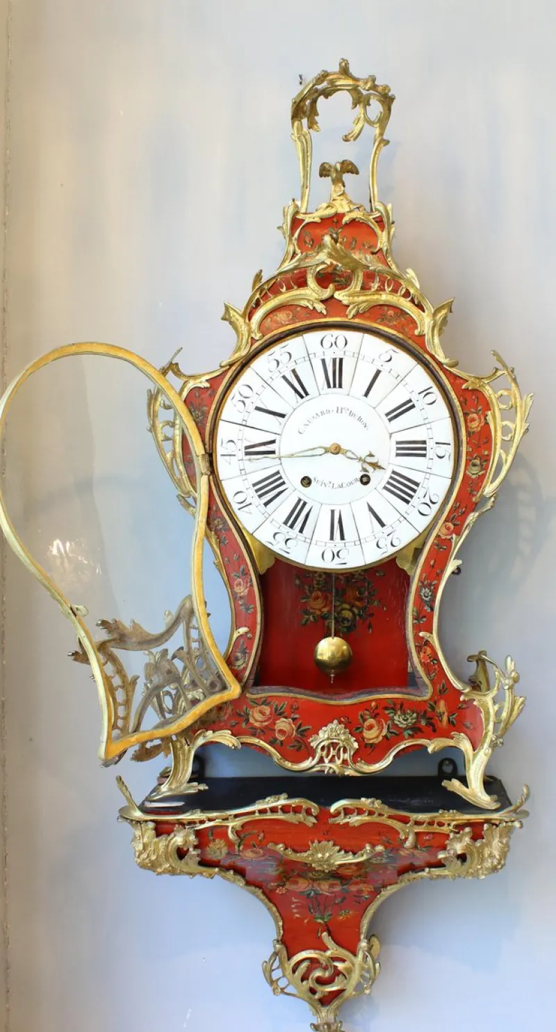 Clearance Pamono Large Louis XV Cartel Clock & Wall Console, France, 1750s, Set of 2