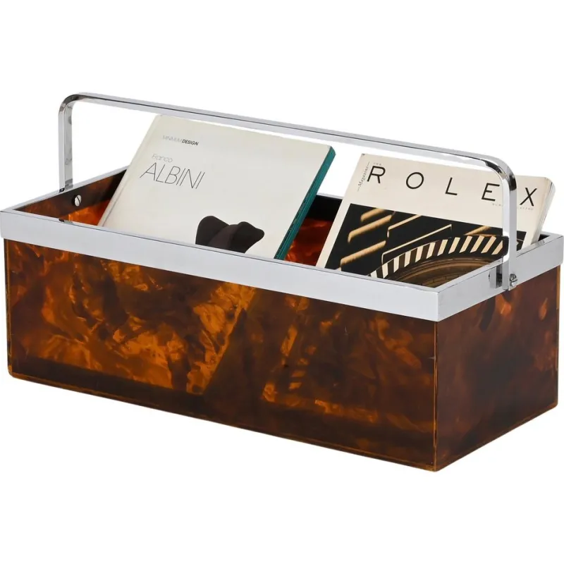 Online Pamono Large Magazine or Bottle Rack in Tortoiseshell Acrylic Glass and Chrome from Dior, Italy, 1970s