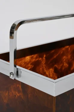 Online Pamono Large Magazine or Bottle Rack in Tortoiseshell Acrylic Glass and Chrome from Dior, Italy, 1970s