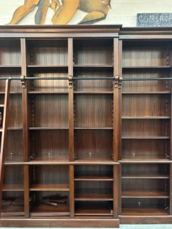 Pamono Large Mahogany Library Bookcase with Ladder><noscript><img width=