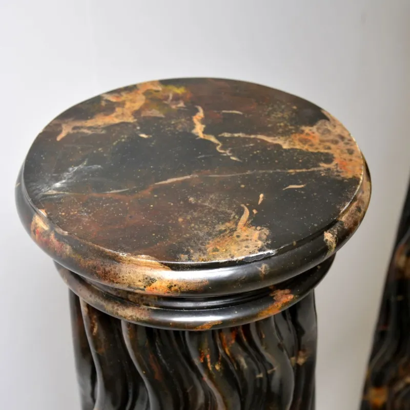 Pamono Large Marble Effect Columns, 1970, Set of 2> Pedestals And Columns