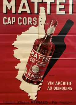 Outlet Pamono Large Mattei Cap Corse Advertising Poster by Rene Bougros, 1950s