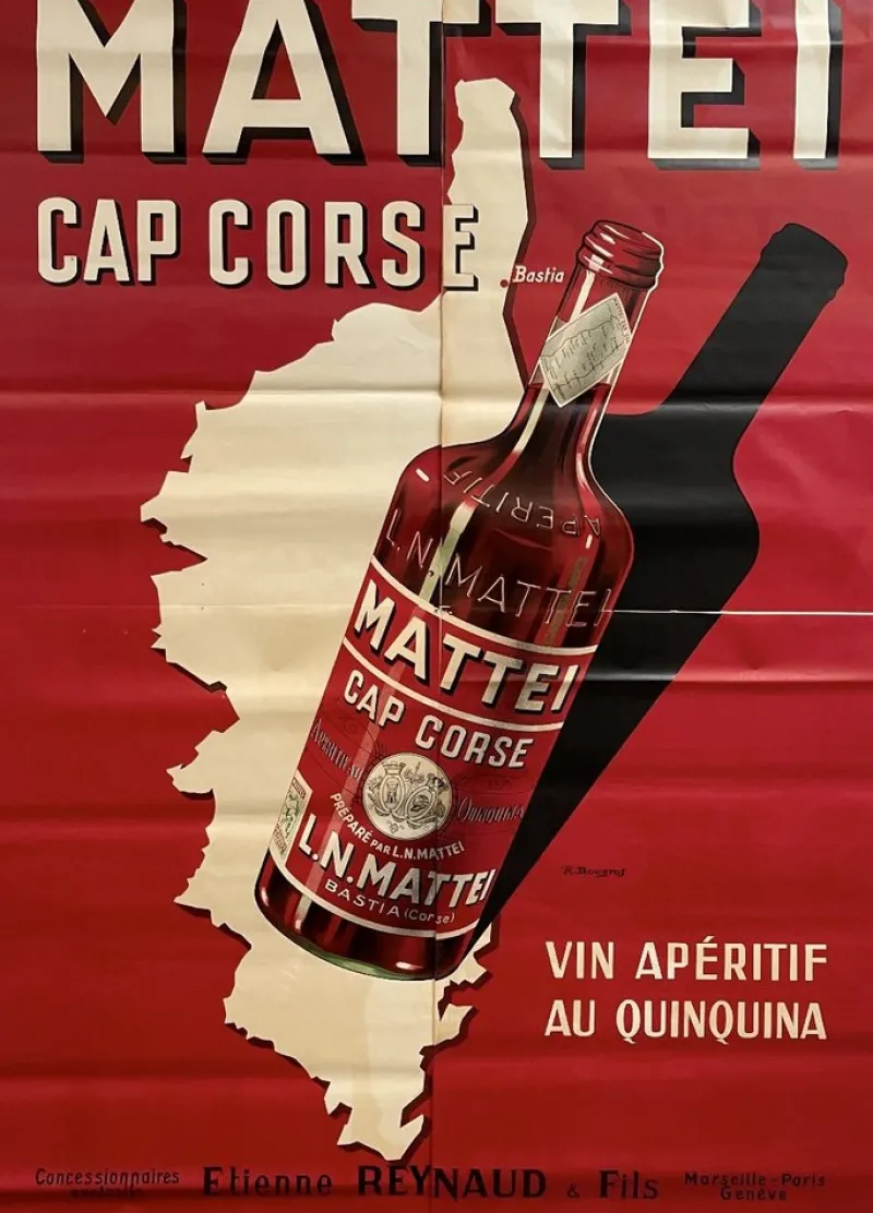 Outlet Pamono Large Mattei Cap Corse Advertising Poster by Rene Bougros, 1950s