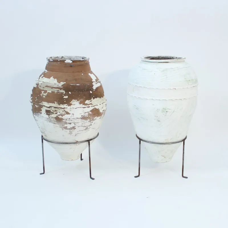 Pamono Large Mediterranean Olive Jars, 1930s, Set of 2> Garden Accessories
