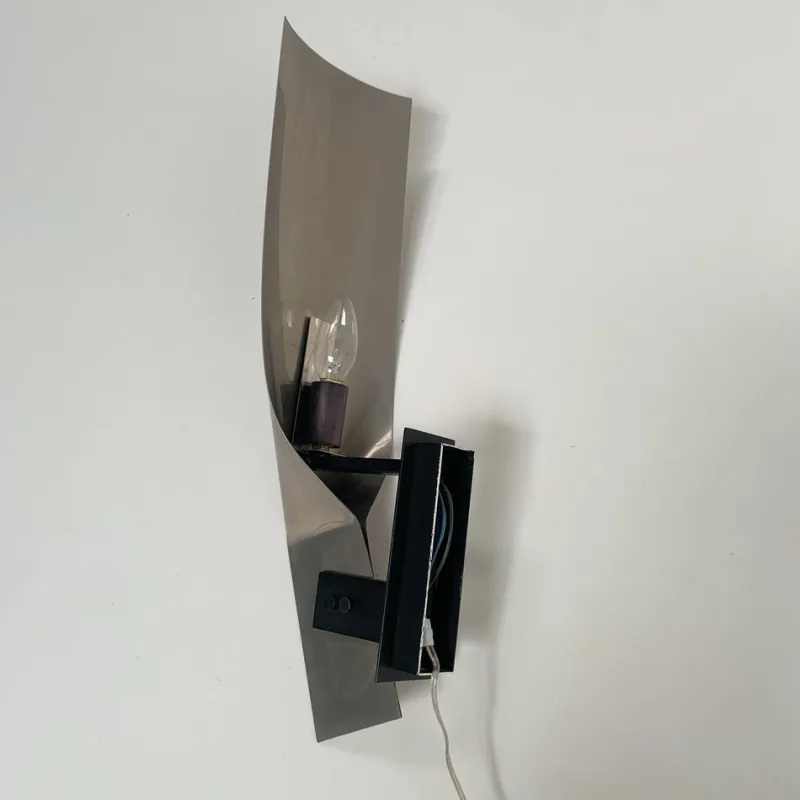 Pamono Large Metal Sconce in the style of Michel Boyer, France, 1970s