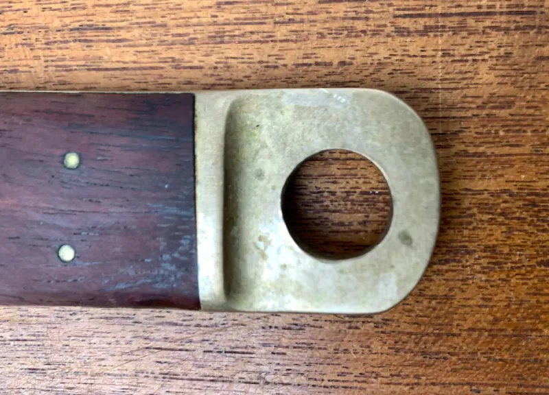 Pamono Large Mid-Century Brass and Teak Bottle Opener, 1960s> Dinnerware Accessories