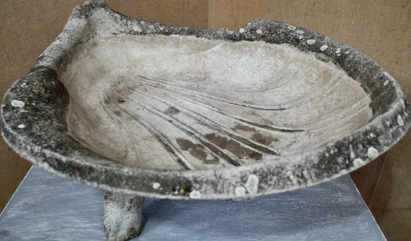 Pamono Large Mid-Century Composite Stone Clam Shell Planter, 1950s> Planters And Jardiniere