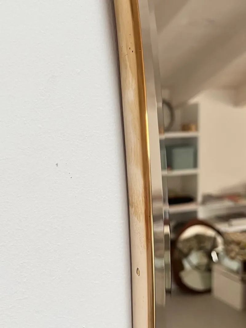 Pamono Large Mid-Century Italian Wall Mirror with Cut Glass and Brass Frame, 1950s> Mirrors