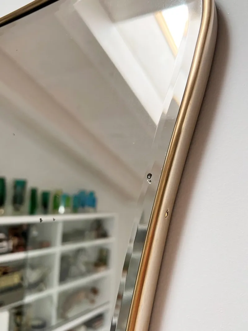 Pamono Large Mid-Century Italian Wall Mirror with Cut Glass and Brass Frame, 1950s> Mirrors