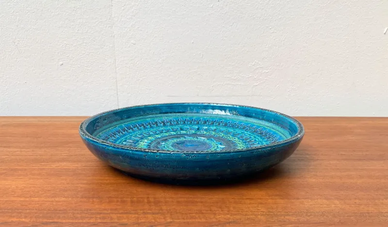 Online Pamono Large Mid-Century Italian Rimini Blu Pottery Bowl by Aldo Londi for Bitossi