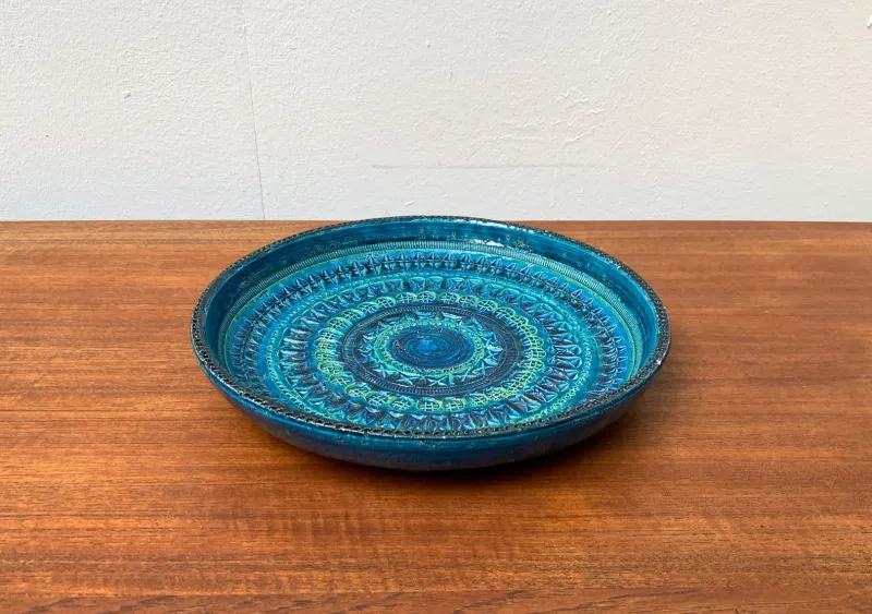 Online Pamono Large Mid-Century Italian Rimini Blu Pottery Bowl by Aldo Londi for Bitossi