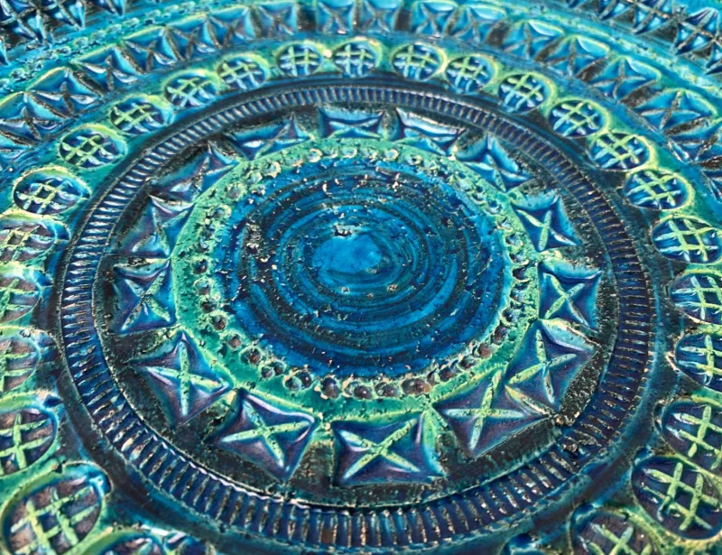 Online Pamono Large Mid-Century Italian Rimini Blu Pottery Bowl by Aldo Londi for Bitossi