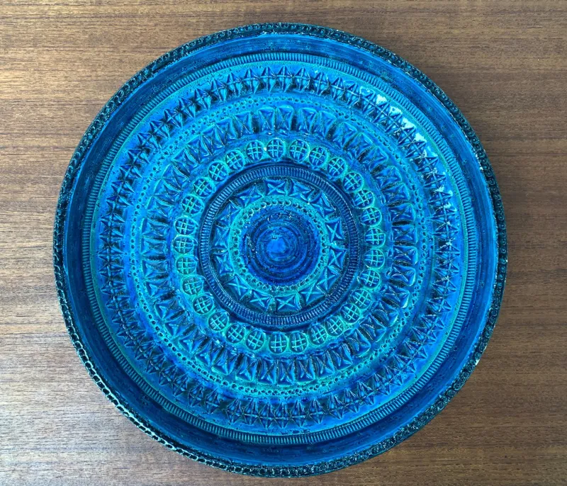 Online Pamono Large Mid-Century Italian Rimini Blu Pottery Bowl by Aldo Londi for Bitossi