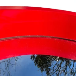 Best Pamono Large Mid-Century Modern Oval Wall Mirror with Red Lacquered Wood Frame, 1960s