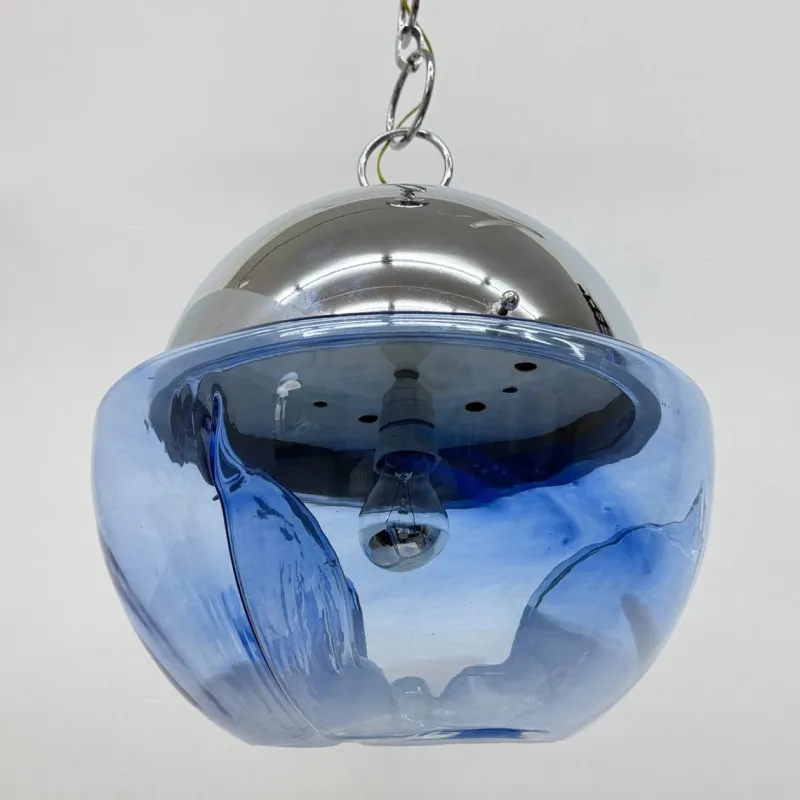 Discount Pamono Large Mid-Century Murano Glass Globe Hanging Lamp from Mazzega, 1970s
