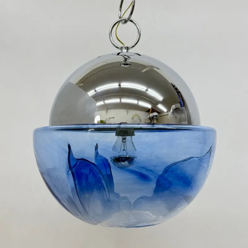 Discount Pamono Large Mid-Century Murano Glass Globe Hanging Lamp from Mazzega, 1970s