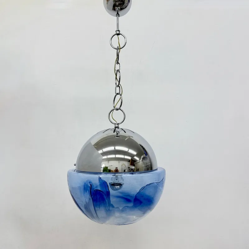 Discount Pamono Large Mid-Century Murano Glass Globe Hanging Lamp from Mazzega, 1970s