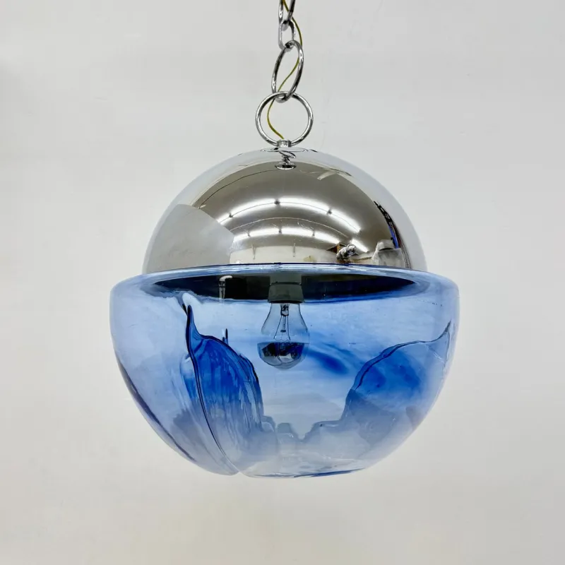 Discount Pamono Large Mid-Century Murano Glass Globe Hanging Lamp from Mazzega, 1970s