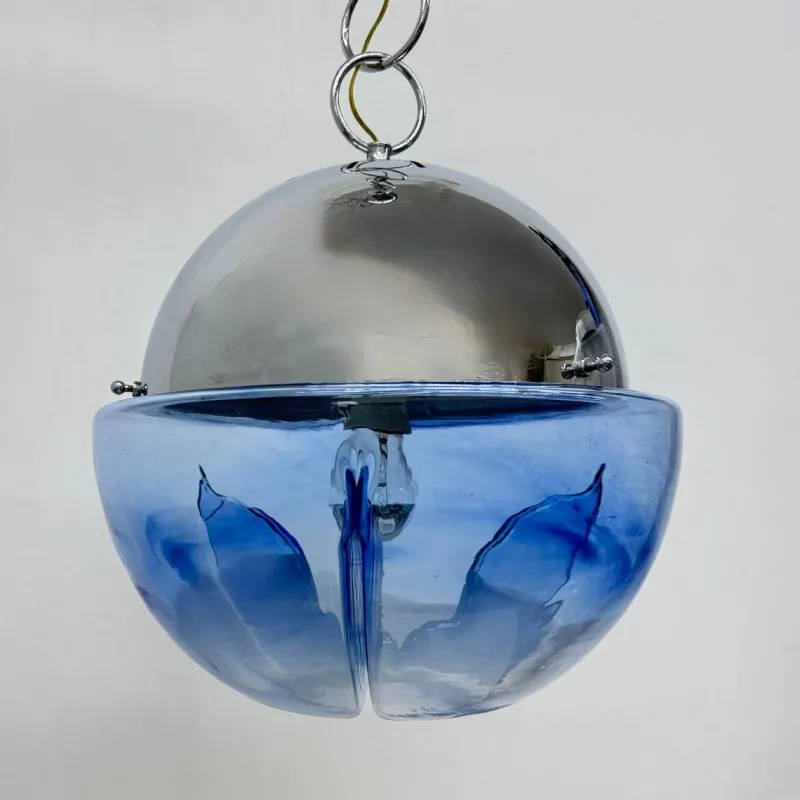 Discount Pamono Large Mid-Century Murano Glass Globe Hanging Lamp from Mazzega, 1970s