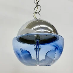 Discount Pamono Large Mid-Century Murano Glass Globe Hanging Lamp from Mazzega, 1970s