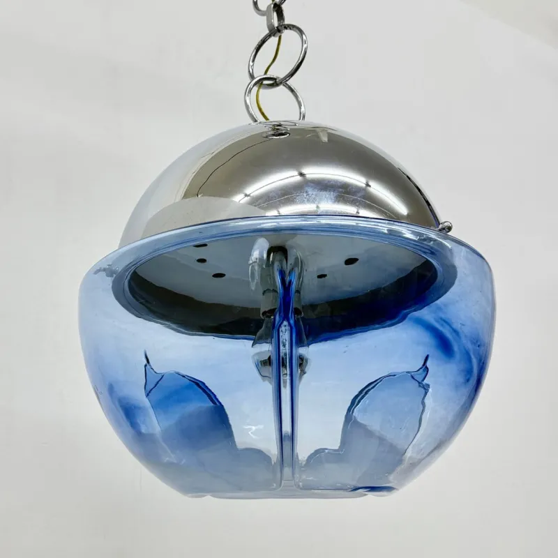 Discount Pamono Large Mid-Century Murano Glass Globe Hanging Lamp from Mazzega, 1970s