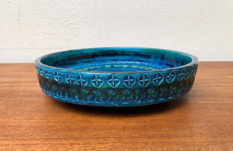 Online Pamono Large Mid-Century Rimini Blu Pottery Bowl by Aldo Londi for Bitossi, Italy, 1960s