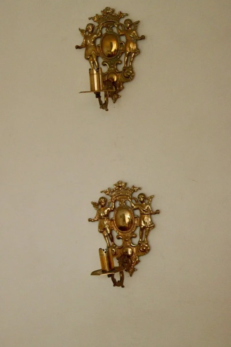 Best Pamono Large Mid-Century Swedish Brass Sconces, Set of 2