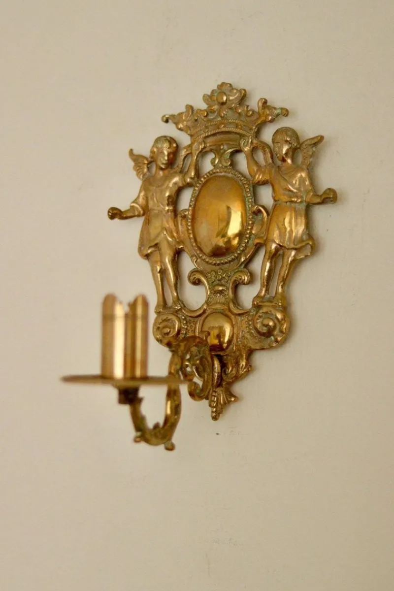 Best Pamono Large Mid-Century Swedish Brass Sconces, Set of 2