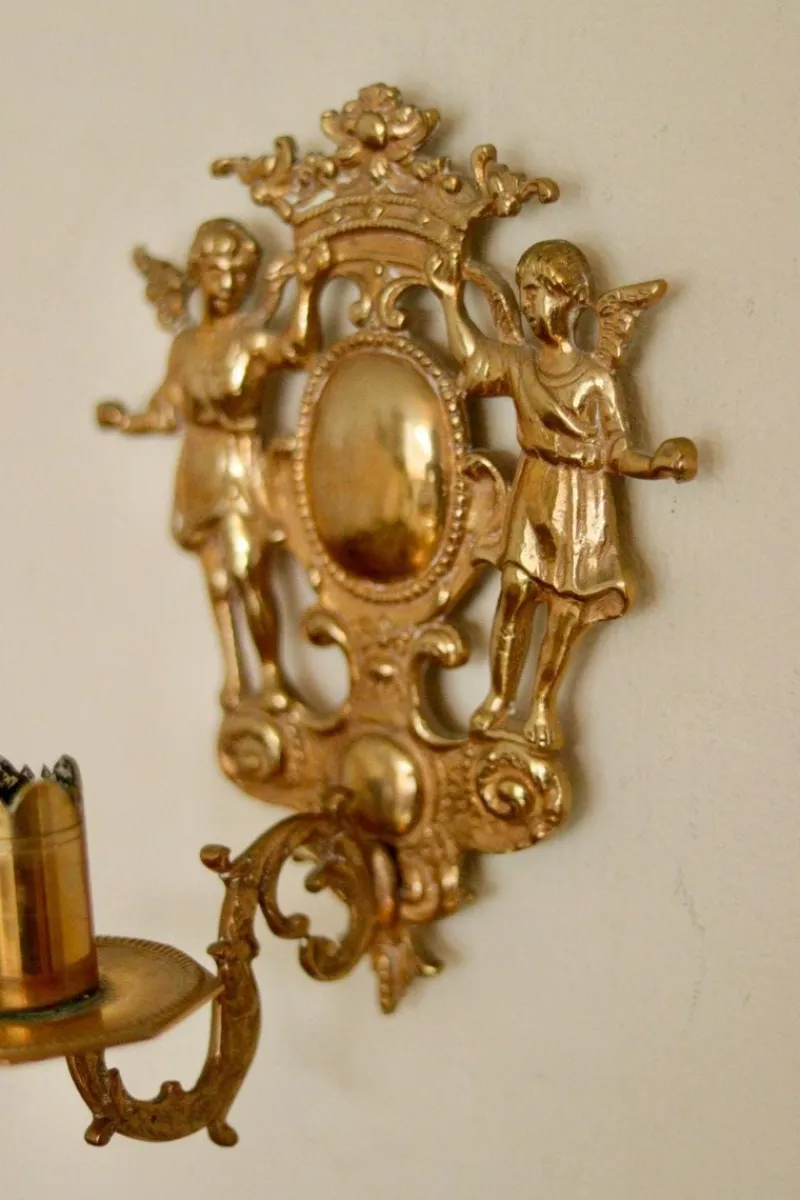 Best Pamono Large Mid-Century Swedish Brass Sconces, Set of 2