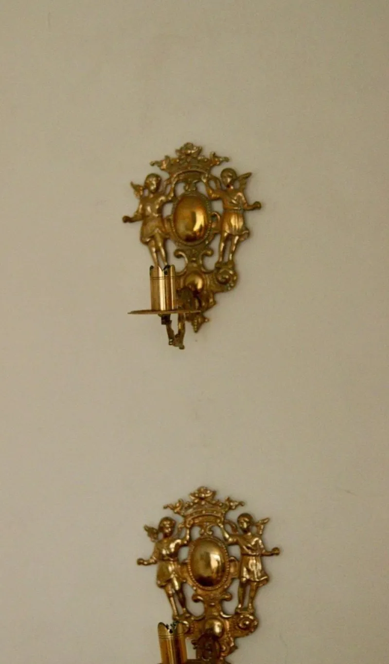 Best Pamono Large Mid-Century Swedish Brass Sconces, Set of 2