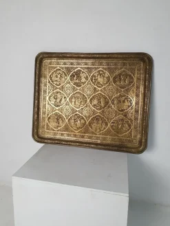 Pamono Large Middle Eastern Qajar Brass Tray> Trays